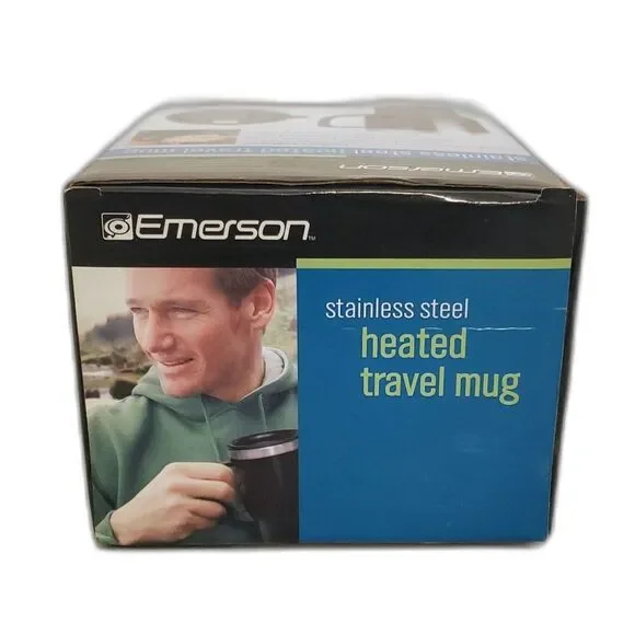 Emerson New Stainless Steel Heated Travel Mug Black & Chrome 14 Fl Oz - Picture 7 of 8